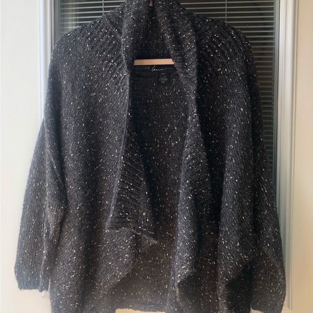 Lane Bryant 18/20 dolman slv charcoal/gold wool acrylic sweater good condition